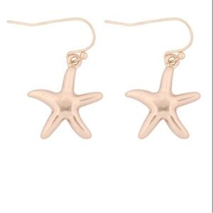 Gold Tone Hook Dangle Star Earrings